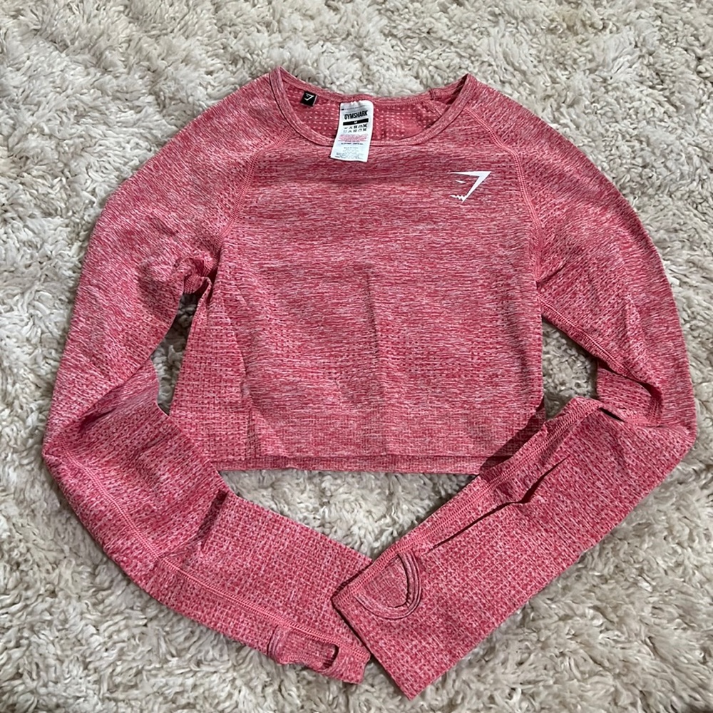 Pink Gymshark long sleeve work out top